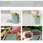 Beautiful Kitchen Compost Bin with Smell Proof Lid - Rust Proof and Odorless Compost Bucket for Your Countertop with No Smell Filters - Easy to Clean 1.1 Gallon Bin Looks Great On Any Kitchen Counter