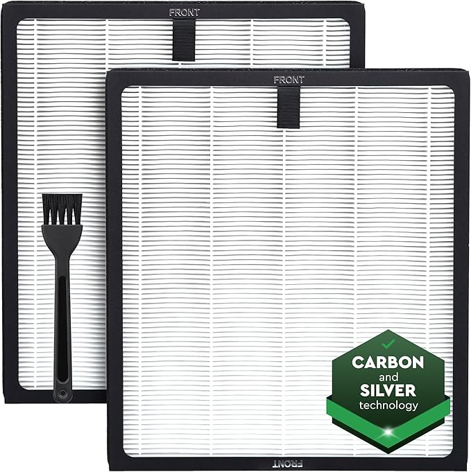 HY4866 Air Purifier Replacement Filter - 2 Pack Compatible with MORENTO, WESTHEY HY4866, YIOU M1 - True HEPA Filter, 4 Stage Filtration, Carbon & Silver Technology