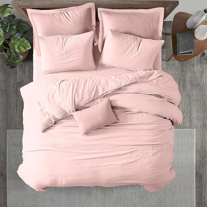 Kotton Culture 3 Pc King Size Duvet Cover Set- 100% Egyptian Cotton Sateen 600 Thread Count Ultra Soft Premium Durable Comforter Cover Zipper Closure & Corner Ties (Pink Blush, King 102"x94")