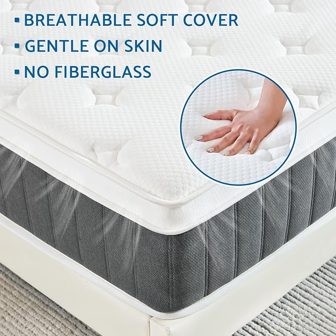 King Mattress, 14 Inch Hybrid Mattresses with Pocket Springs, Medium Firm King Size Mattress in a Box, Upgraded Support