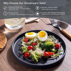 GBhome Ceramic Dinnerware Sets for 6, Matte Stoneware Plates and Bowls Sets,Chip and Scratch Resistant Dishes, Dishwasher & Microwave Safe, Oven safe,Reactive Glaze-Speckled Black