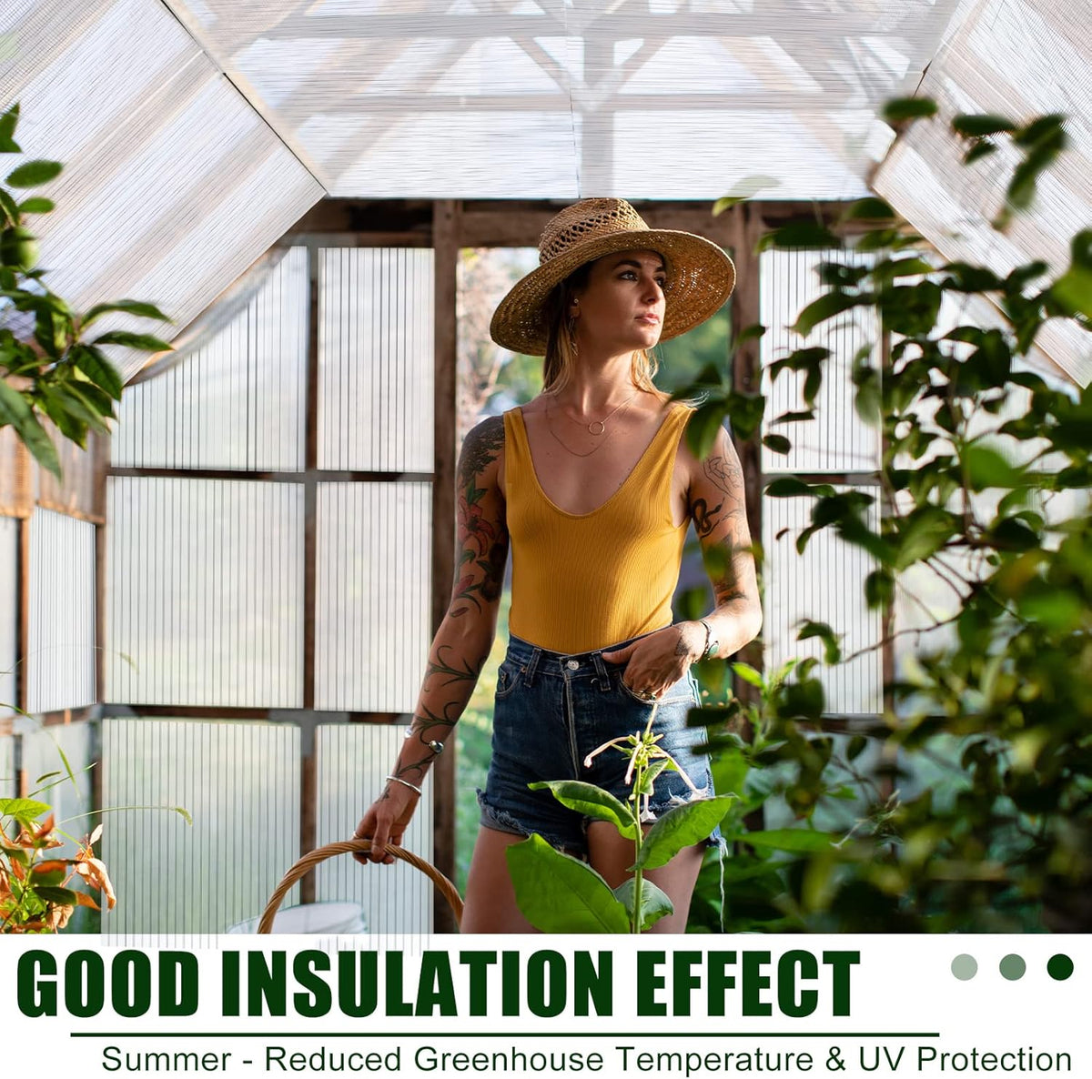 Tatuo 6 Pack 4' X 2' X 0.16'' Polycarbonate Greenhouse Panels Polycarbonate Sheets Twin-Wall Roof Panels Waterproof UV Protected Clear Corrugated Plastic Roofing for Greenhouse Replacement