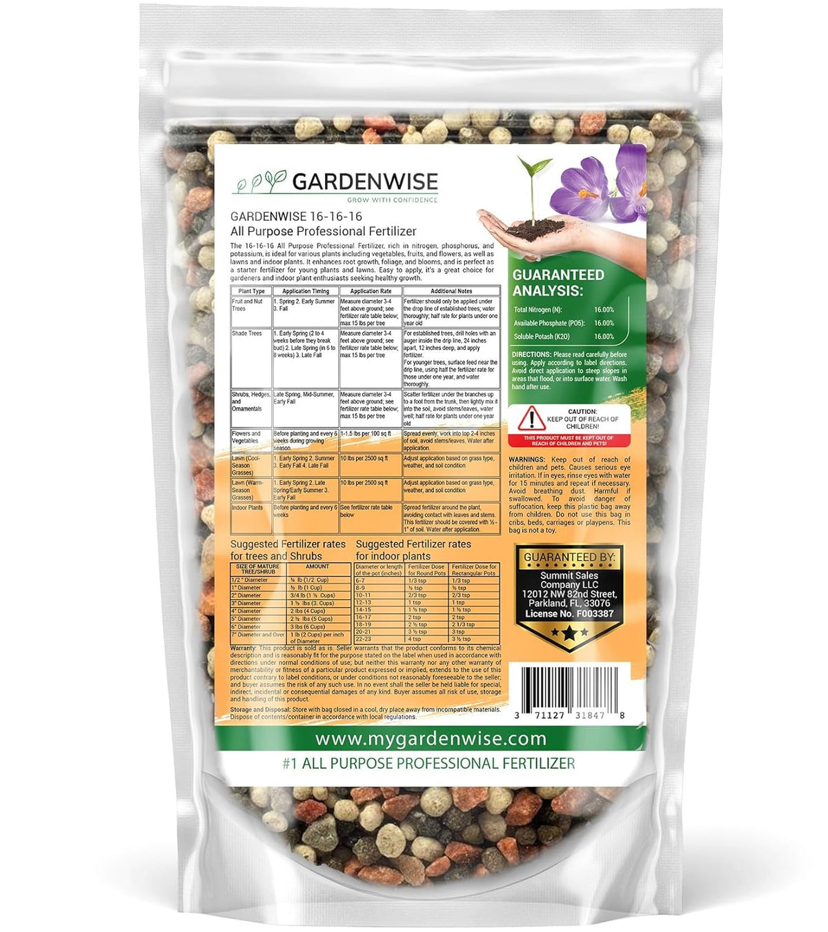 16-16-16 All Purpose Professional Fertilizer - Lawn, Flower, Tree, Shrub & Vegetable Garden Fertilizer (1 Quart)