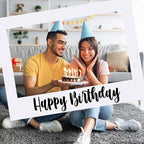 32 x 24 Inch Large Photo Booth Props Picture Frame Happy Birthday Party Frame DIY Cutouts Photo Booth Props Selfie for Party Supplies Favors (White Blank,Horizontal Style)