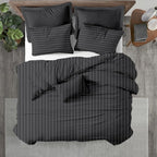 Kotton Culture 120"x120" 3 Pc Super King Plus/Super Oversize King Duvet Cover Set 100% Egyptian Cotton - 600 TC, Zipper Closure & Corner Ties - Fits Only Extra Large Inserts - Striped Dark Grey