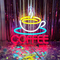 Coffee Neon Sign Coffee LED Sign Coffee Bar Neon Sign But First Coffee Neon Sign, Coffee Sign for Coffee Shop Home Coffee Lovers Art Wall Decor, 10.2" x 9.7"