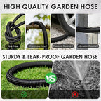 Garden Hose 25 FT, Non-Expanding Lightweight Water Hose with 10 Function Nozzle, Flexible, Kink Free, Wear-Resistant Fabric Leak Proof Garden Hoses for Outdoor, Yard, Lawn, Car, Marine, RV, Pet Bath