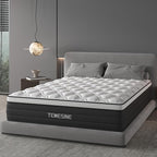 Full Size Mattress, 12 Inch Hybrid Mattress in a Box with Individual Pocket Spring, Gel Memory Foam and Euro Top, Medium Firm Feel with Motion Isolation, Pressure Relief, Edge Support, Black