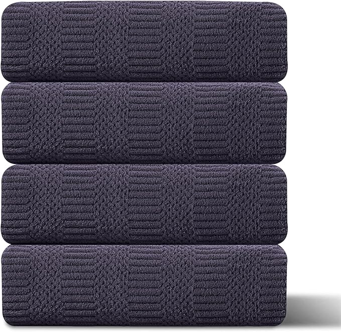 4 Piece Oversized Bath Towels Set 35x70 Inches, Purple Extra Large Soft Bath Sheet Chair Towels 600 GSM Highly Absorbent Quick Dry Towels Set for Bathroom Hotel Spa…