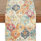 Snycler Table Runner Boho Table Runners Vintage Elegant Farmhouse Table Center Linen Decor for Home Dining Party Entrance (13x108 Inch) Boho-Yellow