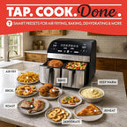 Gourmia Dual Basket Digital Air Fryer – 10 QT, FryForce 360° Technology, 7 Presets, Match Cook & Smart Finish, PTOA-Free Baskets & Crisper Trays, 1600W, Black