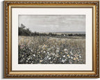 VIYYIEA Gold Framed Wall Art Canvas Print Home Decor Landscape Room Decor Art Meadow with Flowers Vintage Wall Art Decor Modern Farmhouse Decor Cottagecore Prints Bedroom Bathroom Office 13x16in