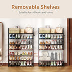 Metal Shoe Organizer,7 Tiers Shoe Storage Shoe Rack with Hooks,Fit 28-35 Pairs,Adjustable Shoe Shelf for Entryway,Hallway,Bedroom,Metal Bottom Support