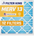 Filter King 16.38x21.38x1 Air Filter | 12-PACK | MERV 13 HVAC Pleated A/C Furnace Filters | MADE IN USA | Actual Size: 16.38 x 21.38 x .75"
