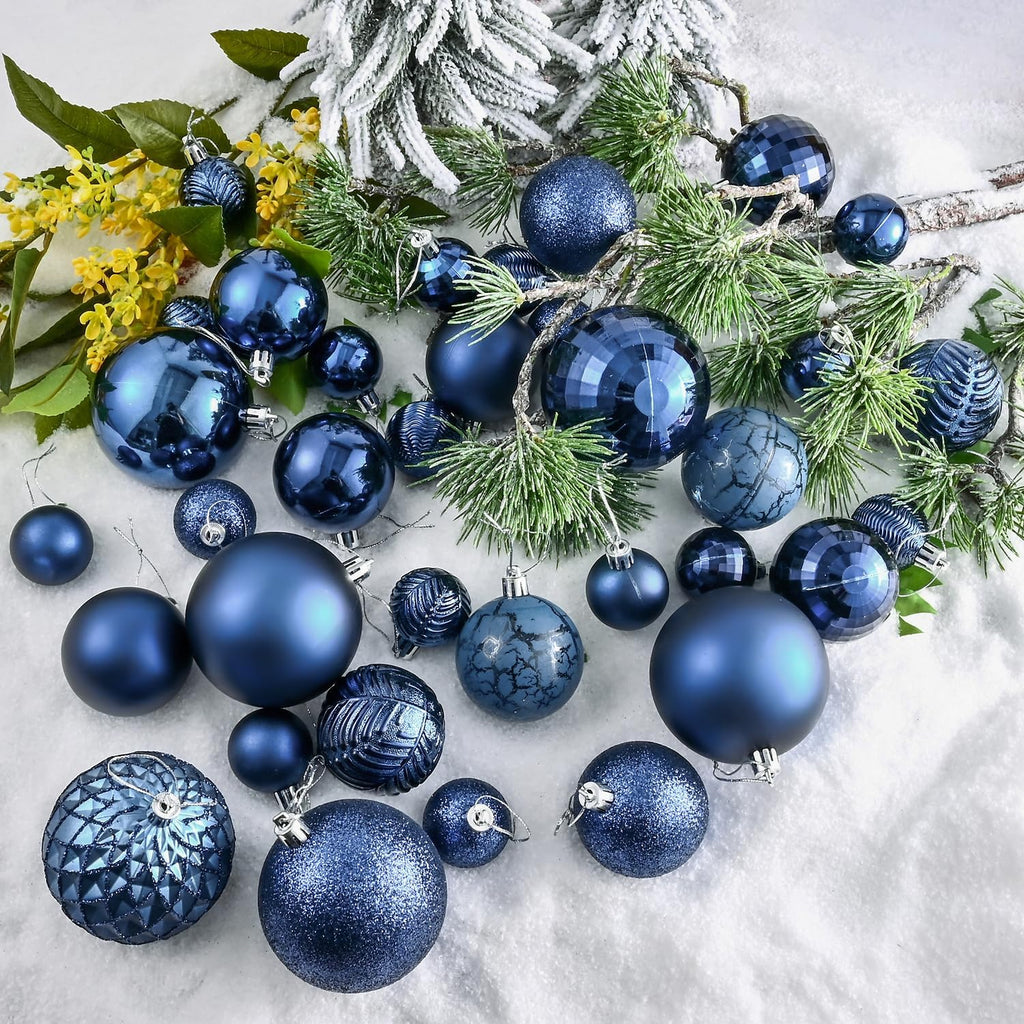 LANGXUN 36pcs Midnight Blue Christmas Tree Decorations Balls, Bolas De Navidad, 2025 Christmas Decor, Indoor Outdoor Shatterproof Christmas Ornaments, Xmars Party Wedding Suppiles