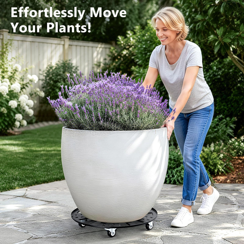 KEDSUM 16" Plant Caddy with Wheels, Anti-Rust & Anti-Slip Plant Stand with Wheels, 440LBS Heavy Duty Rolling Plant Stand, Plant Rollers with 5 Wheels for Indoor Outdoor, Edge Design