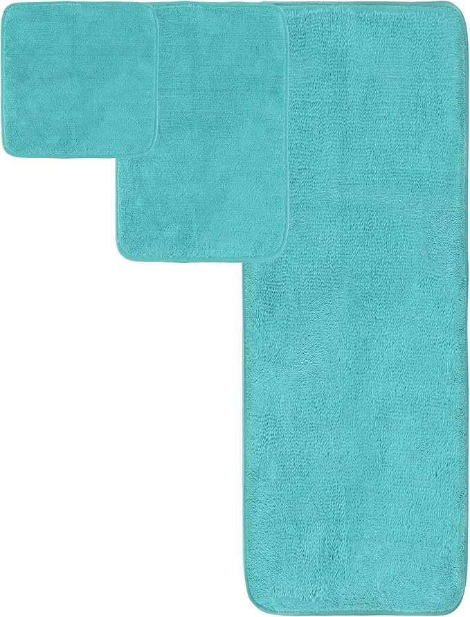 POLYTE Oversize, 60 x 30 in., Quick Dry Lint Free Microfiber Bath Towel Set, 6 Piece (Aqua)