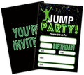 Glow Trampoline Birthday Invitations, Jump Party Invite Cards（20 Count) With Envelopes, Fill In Style Invite Cards For Boys & Girls, Birthday Party Supplies-C01
