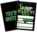 Glow Trampoline Birthday Invitations, Jump Party Invite Cards（20 Count) With Envelopes, Fill In Style Invite Cards For Boys & Girls, Birthday Party Supplies-C01