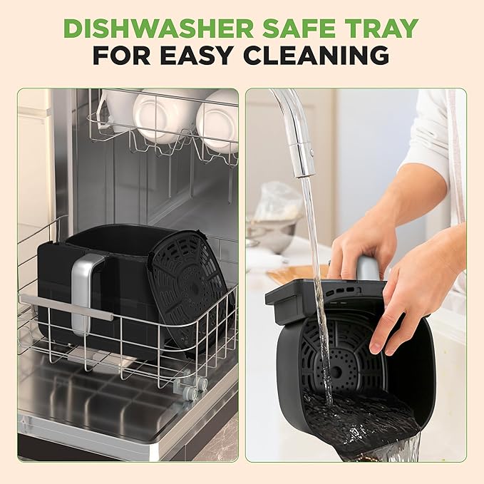 Nutrichef Electric Air Fryer Tenderizer 6.3 Quart | 12-1 Preset Cooking Functions | Includes Tenderizing Function | Digital Display | Transparent Window For Best Cooking Results | Black