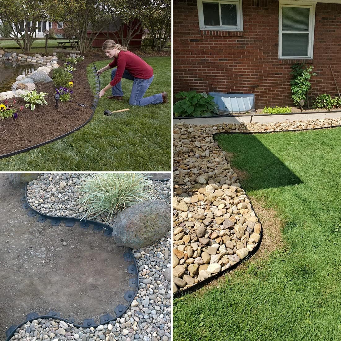 Garden Edging Borders 66FT,Landscape Edging Black[Extra Tall 4IN High] with 60pcs Stakes,Lawn Edging Flexible Garden Border Mini Plastic Fence for Flower Bed Landscaping