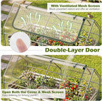 S AFSTAR 3-in-1 Raised Garden Bed with Greenhouse Cover, 6FT x 3FT x 4FT Galvanized Bottomless Planter Box Kit with Dual Roll-Up Screen Windows, Outdoor Mini Greenhouse for Vegetables (Silver & Clear)