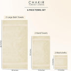 Chakir Turkish Linens 100% Cotton Premium Turkish Towels for Bathroom, 2 Large Bath Towels, 2 Hand Towels, 2 Washcloths (6-Piece Towel Set, Beige)