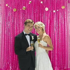 JYFLZQ Hot Pink Sequin Backdrop Curtain 8x8ft(WxH) 1 Panel Fuchsia Glitter Photo Booth Photography Backdrop Background Shimmer Wall Backdrop Party Decorations