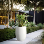 Kante 21.7" H White Concrete Tall Planter, Large Outdoor Indoor Decorative Pot with Drainage Hole and Rubber Plug, Modern Round Style for Home and Garden