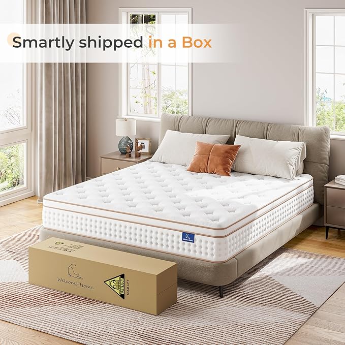 Vesgantti Full Mattress, 12 Inch Memory Foam Hybrid Mattress in a Box with Individual Pocket Spring, Full Size Mattress for Pressure Relief, Motion Isolation, Medium Firm Support