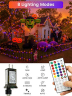 66Ft 200 LED RGB Color Changing Halloween Fairy Lights Plug in, Waterproof String Lights with Remote for Outdoor & Indoor, 24 Colors Twinkle Lights with Timer for Girl's Room Christmas Decorations