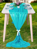 MDS Halloween Chiffon Table Runner - 20 Pack, 29 x 170 Inches, 14ft Each - Sheer Spooky Table Runners for Haunted House Parties, Trick-or-Treat Tables, Witchy Décor, Wedding & Events - Peacock Blue