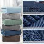 8-Piece Premium Towel Set for Bathroom|2 Oversized Large Bath Sheet,2 Hand Towels,4 Washcloths|Soft Cozy Highly Absorbent Fast Dry Microfiber Shower Towel Set for Hotel Bathroom Essentials,Navy Blue
