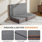Sweetnight Trifold Mattress with Carry Bag - 4 Inch Portable Floor Mattress with Breathable & Washable Cover | Foldable Mattress Topper for Travel, Camping, Guest Grey Queen