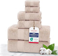 TEXTILOM 100% Turkish Cotton 6 Pcs Bath Towel Set, Luxury Bath Towels for Bathroom, Soft & Absorbent Bathroom Towels Set (2 Bathtowels, 2 Hand Towels, 2 Washcloths)- Beige