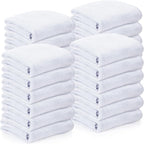 Newwiee 24 Pcs Coral Velvet Microfiber Bath Towels Sets 28 x 55 Inch Large Absorbent Multipurpose Quick Drying Soft Body Towels for Shower Bathroom Beach Fitness Yoga Sports Spa(White)