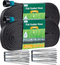 Hlinker 2026 Flat Soaker Hose 100 ft (50ft 2Packs) with Stake for Garden, Linkable Drip Hose Diy Automates Garden Irrigation System Saving 88% Water, Dual-layer Leak-free Design Water Hose with Holes