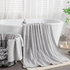 4 Piece Bath Towel Set 35"x70"Oversized Bath Towel for Bathroom Ultra Soft Fluffy Extra Large Bath Sheet Luxury Premium Bathroom Towel Highly Absorbent Quick Dry Shower Towel for Hotel Spa,Black White