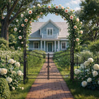 VINGLI Garden Arbor Arch, Wedding Arch Archway for Ceremony Party, Trellis for Plant Climbing, Christmas Decorations Pergola for Backyard, Lawn, Patio, Yard (Arbor with Gate and Fence)