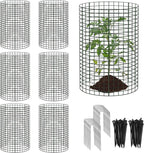 6 Pack 18'' x 12'' Large Wire Plant Protector from Animals, 18 Pcs Metal Plant Cage Chicken Wire Cloche with Ground Stakes and Nylon Tie to Keep Animals Out, Garden Protection Bunny Barricade