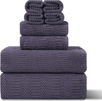 8 Piece Oversized Bath Towels Set Purple,2 Extra Large Bath Towel Sheets,2 Hand Towels and 4 Washcloths 600 GSM Highly Absorbent Quick Dry Towels Set for Bathroom Hotel