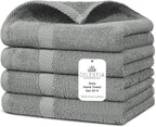 100% Cotton Hand Towel Set of 4, (16 x 28 inches) Sustainable, Soft, Highly Absorbent, Quick Drying, Combed Cotton Hand Towels Pack of 4 Ideal for Hotels, Spa, Bathroom, Dorm, Grey