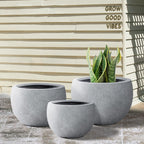 Kante 19.9",15.7",11.8" Dia Round Concrete Planter Set of 3, Outdoor/Indoor Large Bowl Plant Pots with Drainage Hole and Rubber Plug for Garden Patio Balcony Home, Slate Gray