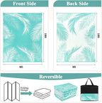 Pauwer Waterproof Outdoor Rug 8x10, Reversible Plastic Straw Patio Camping Rug, Indoor Outdoor RV Mat Carpet for Deck, Camper, Porch, Balcony, Backyard, Picnic, Leaf Light Blue
