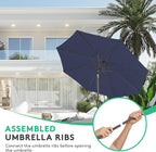 JEAREY 10FT Outdoor Patio Umbrella Outdoor Table Umbrella with Push Button Tilt and Crank, Market Umbrella 8 Sturdy Ribs UV Protection Waterproof for Pool, Garden (Navy)