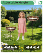 OUISJYER 10" Small Metal Bird Bath with Stake, Outdoor Birdbath for Garden