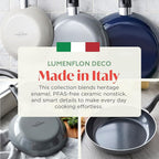 Deco 11” Nonstick Frying Pan Skillet, Made in Italy, Diamond Ceramic PFAS-Free, Dishwasher & Metal Utensil Safe, Durable Gloss Enamel Finish, Stay-Cool Handle, High Walls-Extra Room, Gray