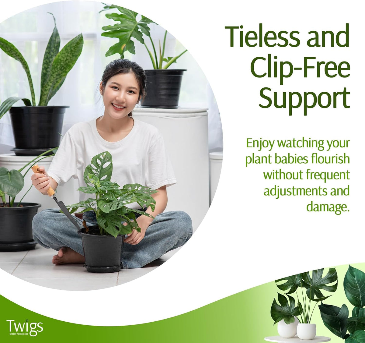 Twigs - Plant Support Stakes for Indoor, Outdoor & Climbing Plants, Gardening Supplies, Garden Accessories, Trellis & Ring Alternative, Made in USA - Peony (Light Green), 10 Pack, 12" L, Mini Twigs