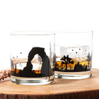 Desert Landscape Whiskey Glasses - Hand-Printed Rock Glass Set - Dishwasher Safe Tumbler Glass Set by Black Lantern - Set of 2 11oz. Glasses