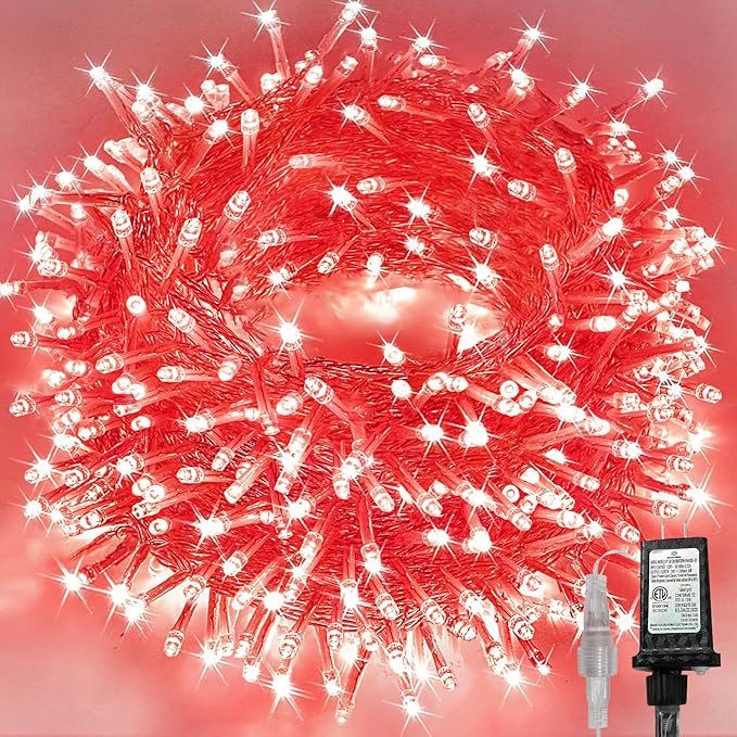 KAQ Connectable 240LED Red String Lights Outdoor/Indoor, Extendable Plug in Twinkle Fairy Lights Waterproof with 8 Modes&Timer Function for Garden Bedroom Patio Tree Christmas Decorations